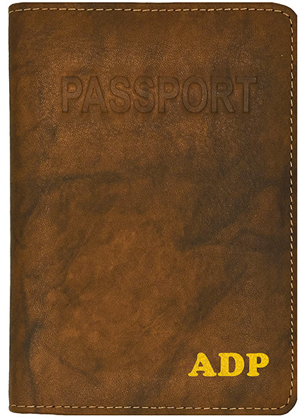 Personalized Monogrammed Leather RFID Passport Cover Holder