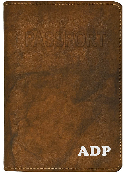 Personalized Monogrammed Leather RFID Passport Cover Holder
