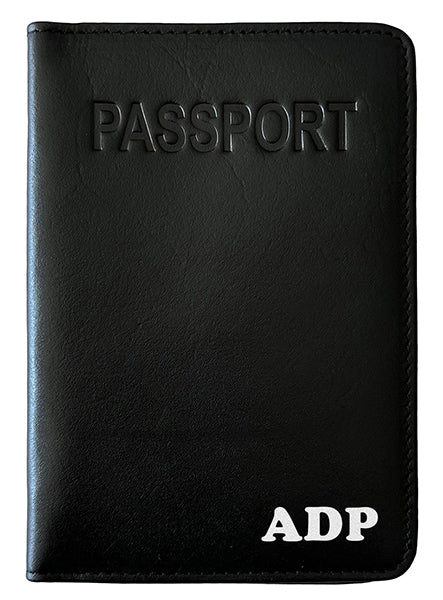 Personalized Monogrammed Leather RFID Passport Cover Holder