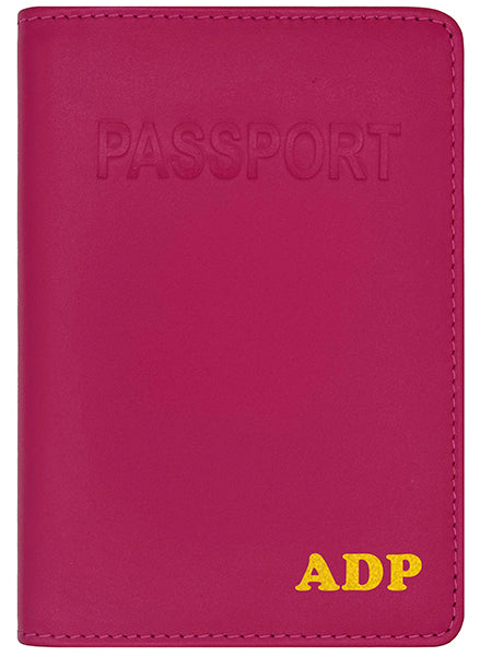 Personalized Monogrammed Leather RFID Passport Cover Holder