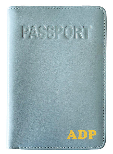 Personalized Monogrammed Leather RFID Passport Cover Holder