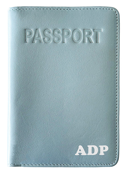 Personalized Monogrammed Leather RFID Passport Cover Holder