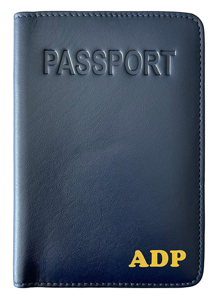 Personalized Monogrammed Leather RFID Passport Cover Holder