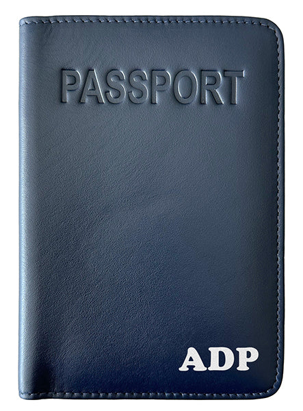 Personalized Monogrammed Leather RFID Passport Cover Holder