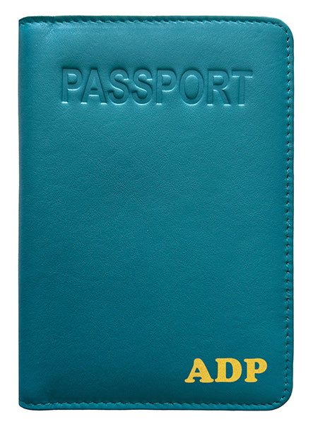 Personalized Monogrammed Leather RFID Passport Cover Holder