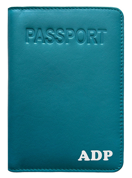 Personalized Monogrammed Leather RFID Passport Cover Holder