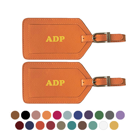 Customizable Engraved Leather Luggage Tag Personalized with Custom Monogram  Name and Initial