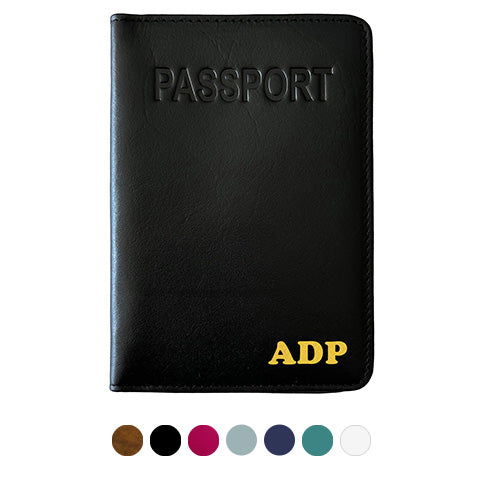 Personalized Monogrammed Leather RFID Passport Cover Holder