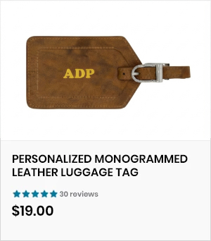 Personalized Monogrammed Leather Luggage Tag