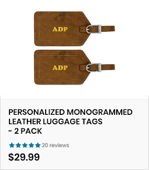 Personalized Monogrammed Leather Luggage Tags - 2 Pack