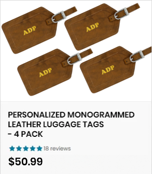 Personalized Monogrammed Leather Luggage Tags - 4 Pack