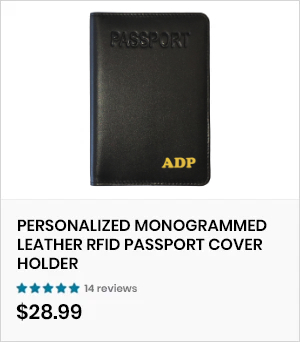 Personalized Monogrammed Leather RFID Passport Cover Holder