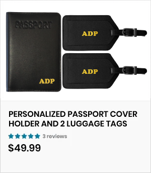 Personalized Passport Cover Holder and 2 Luggage Tags
