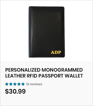 Personalized Monogrammed Leather RFID Passport Wallet