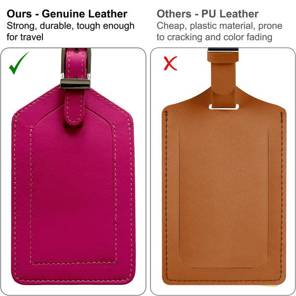 Genuine Top Grain Leather Luggage Tag