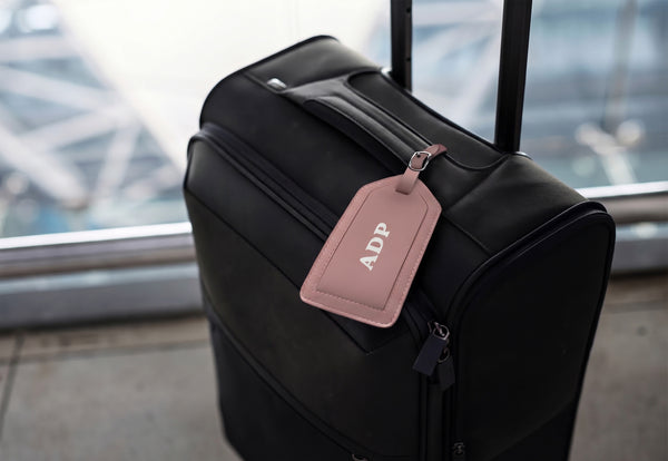 Personalized Monogrammed Leather Luggage Tags - 2 Pack