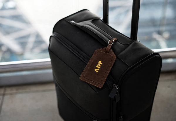 Personalized Monogrammed Leather Luggage Tag