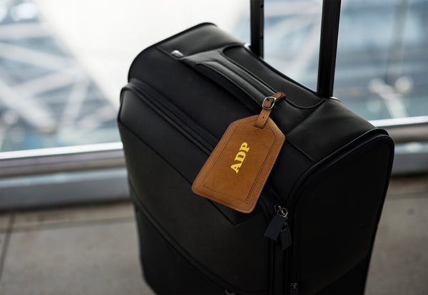 Personalized Monogrammed Leather Luggage Tags - 2 Pack