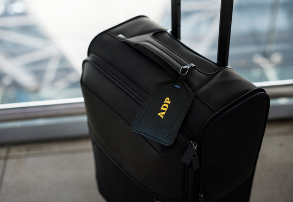 Personalized Monogrammed Leather Luggage Tags - 2 Pack