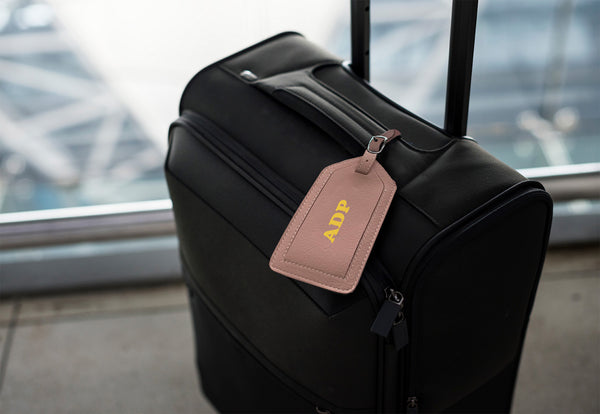 Personalized Monogrammed Leather Luggage Tags - 2 Pack