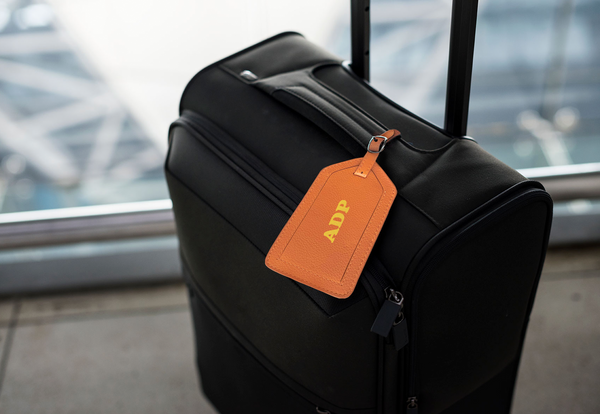 Personalized Monogrammed Leather Luggage Tags - 2 Pack