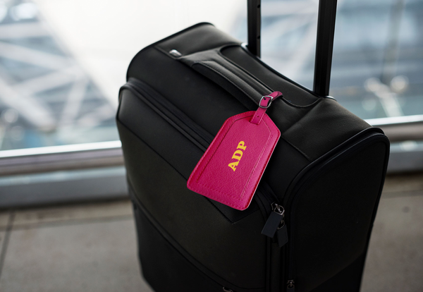 Personalized Monogrammed Leather Luggage Tags - 2 Pack
