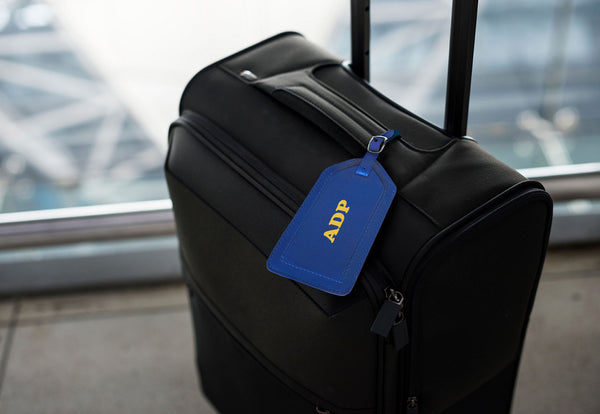 Personalized Monogrammed Leather Luggage Tags - 2 Pack