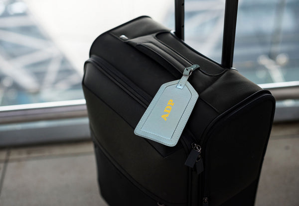 Personalized Monogrammed Leather Luggage Tags - 2 Pack