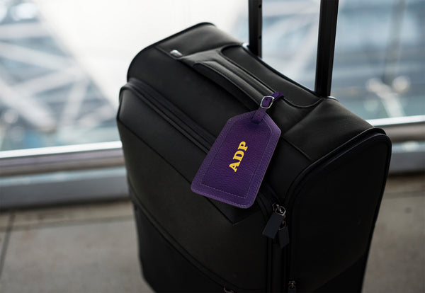 Personalized Monogrammed Leather Luggage Tags - 2 Pack