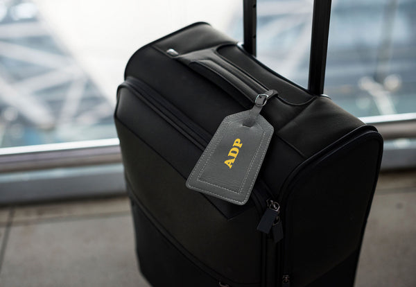 Personalized Monogrammed Leather Luggage Tags - 2 Pack