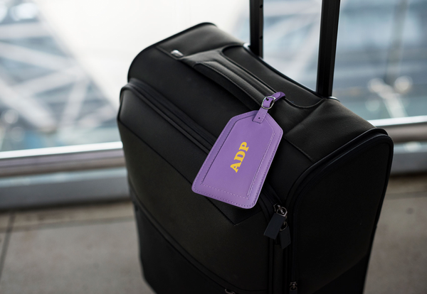 Personalized Monogrammed Leather Luggage Tags - 2 Pack