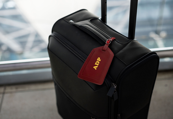 Personalized Monogrammed Leather Luggage Tags - 2 Pack