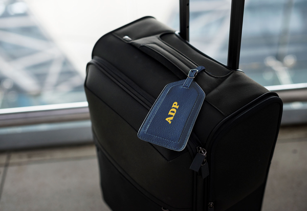 Personalized Monogrammed Leather Luggage Tags - 2 Pack