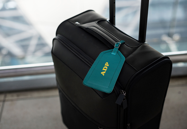 Personalized Monogrammed Leather Luggage Tags - 2 Pack