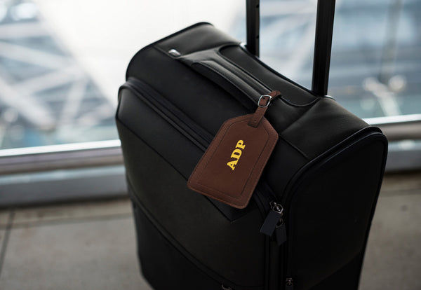 Personalized Monogrammed Leather Luggage Tags - 2 Pack