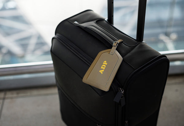 Personalized Monogrammed Leather Luggage Tags - 2 Pack