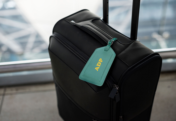 Personalized Monogrammed Leather Luggage Tags - 2 Pack