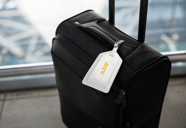 Personalized Monogrammed Leather Luggage Tags - 2 Pack