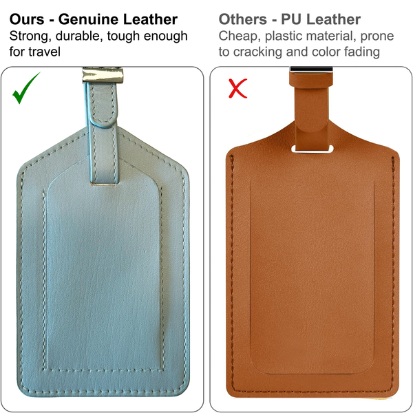 Genuine Top Grain Leather Luggage Tag