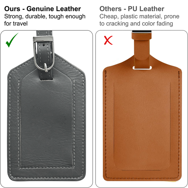 Genuine Top Grain Leather Luggage Tag