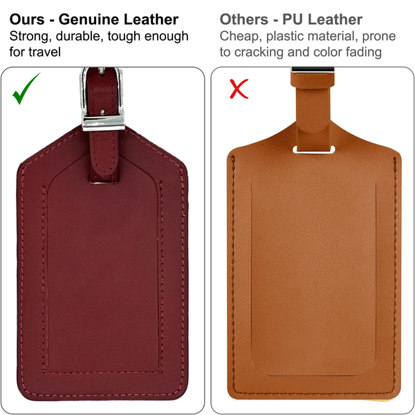 Genuine Top Grain Leather Luggage Tag