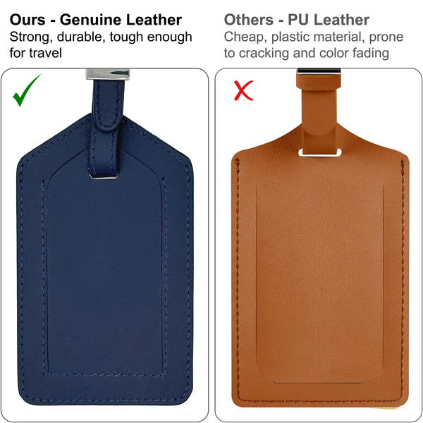 Genuine Top Grain Leather Luggage Tag