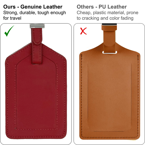 Genuine Top Grain Leather Luggage Tag