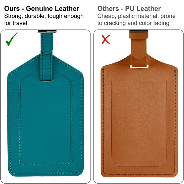 Genuine Top Grain Leather Luggage Tag