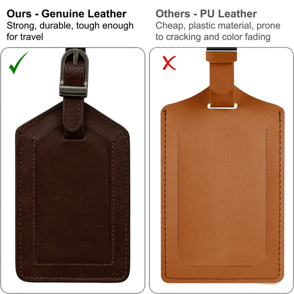 Personalized Monogrammed Leather Luggage Tags - 4 Pack