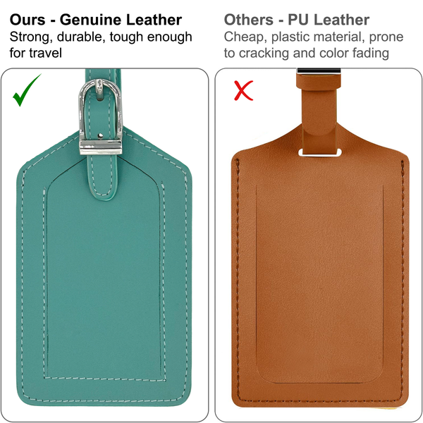 Genuine Top Grain Leather Luggage Tag