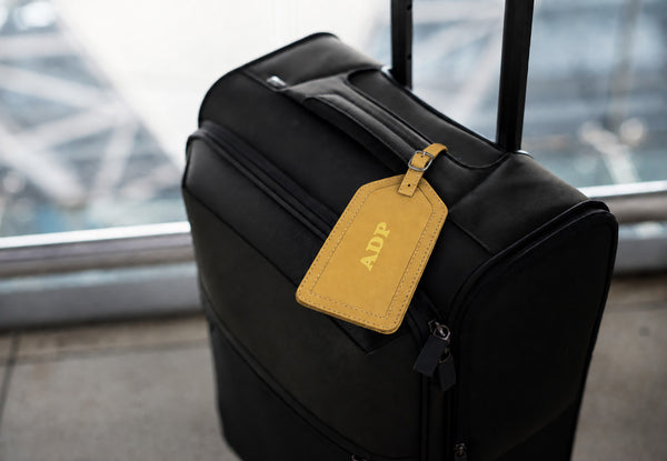 Personalized Monogrammed Leather Luggage Tag