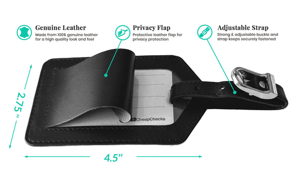 Genuine Top Grain Leather Luggage Tag
