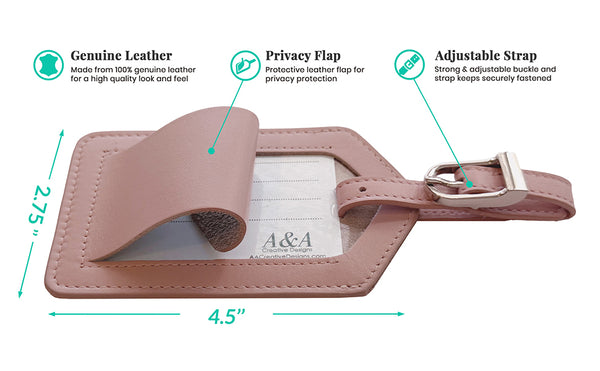 Genuine Top Grain Leather Luggage Tag