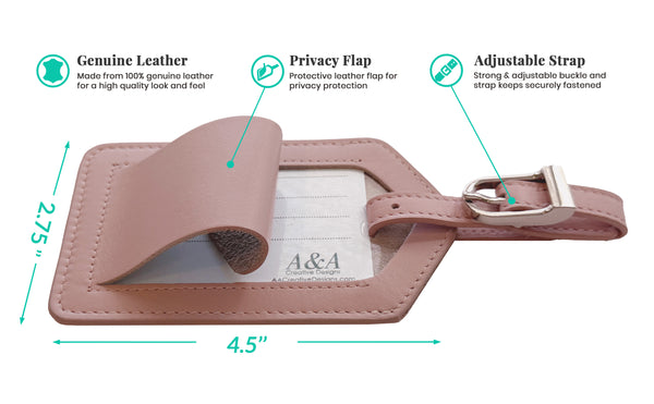 Personalized Monogrammed Leather Luggage Tag